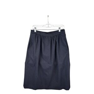 Vtg Gilmor Womens Skirt Navy White Pinstripe Large Straight Midi Academia Preppy